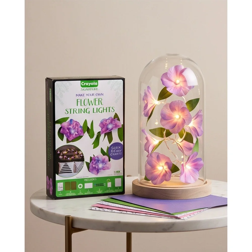 Crayola Signature Make Your Own Flower String Lights DIY Craft Kit Purple‎ LED